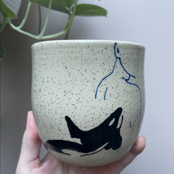 Orca Lady Ceramic mug or planter; Sowhere Project - Picture 2 of 4